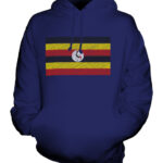 UGANDA SCRIBBLE FLAG UNISEX HOODIE TOP GIFT UGANDAN FOOTBALL