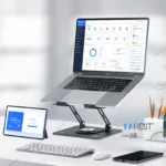 360° Rotating Metal Laptop Stand Riser Foldable Computer Notebook Holder Desk - Image 6