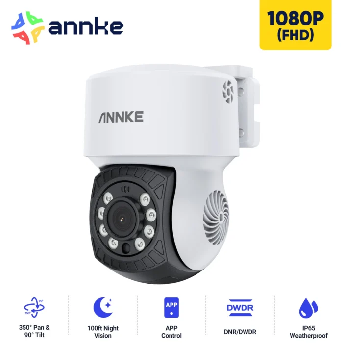 ANNKE 1080P Video Wired CCTV Dome Camera 2MP 350° Pan&Tilt Outdoor Night Vision