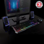 GOgroove SonaVERSE O2i Speakers for PC with AUX Input (Black with LEDs) - Image 7