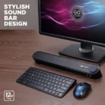 Computer Sound Bar Speaker (Blackout) with Easy Access Headphone & Mic Jacks - Image 7