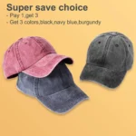 MEINICY 3 Packs Washed-Cotton Plain Baseball Cap - Vintage Adjustable Dad Hats for Men & Women - Image 2