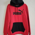 PUMA Men’s Hoodie Sweatshirt Size L | Red & Black Logo Pullover | Kangaroo...