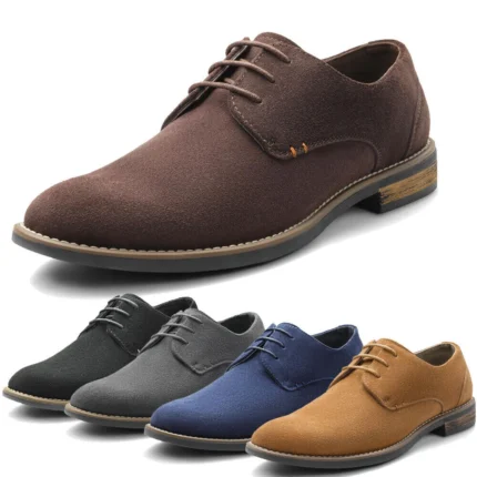 Men's Oxford Shoes Lace Up Business Casual Suede Leather Shoes Black