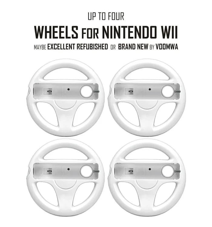 Nintendo Wii Console HD + Mario Kart+ Pick 1-4 Voomwa Remotes + 1-4 Wheels