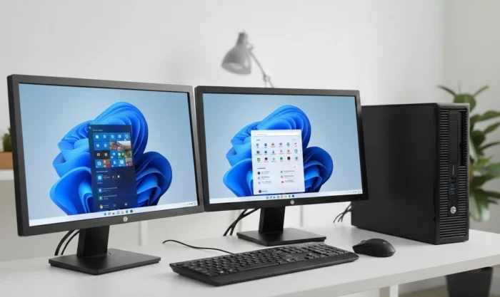 hp Desktop PC Computer Quad Core 16GB RAM DUAL 22″ LCDs Wi-Fi BT Windows 11 SSD