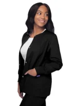 Sivvan Women’s Scrub Warm-up Jacket/Front Snaps Round Neck Stylish & Comfort - Image 3