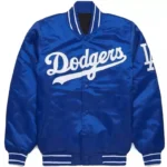 LA Dodgers Blue Satin Baseball Varsity Bomber Style Jacket All Sizes