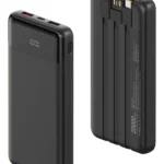 Power Bank 20000mAh with Built in 3 Cable, 22.5W Fast Charging Portable Black