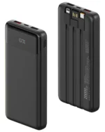 Power Bank 20000mAh with Built in 3 Cable, 22.5W Fast Charging Portable Black
