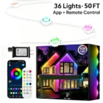 Smart Permanent Outdoor Lights 50 Ft 36 LEDs IC+RGB Eaves Lights for House Decor - Image 2