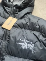 Brand New Medium Stussy Black And Grey Puffer Coat - Image 4