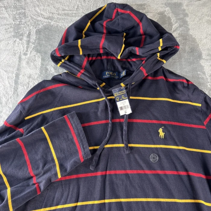 Polo Ralph Lauren Jersey Hoodie Shirt Mens XL Striped Preppy Lightweight