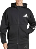 adidas Z.N.E Mens Training Track Jacket Black Hooded Excerise Workout Fitness - Image 2