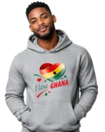 I Love Ghana Hoodie Hooded Top Heather Grey Unisex Flag Heart Pullover Size XL- - Image 4