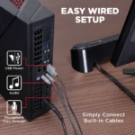 Computer Sound Bar Speaker (Blackout) with Easy Access Headphone & Mic Jacks - Image 6