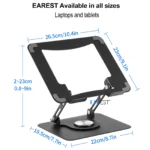 360° Rotating Metal Laptop Stand Riser Foldable Computer Notebook Holder Desk - Image 5