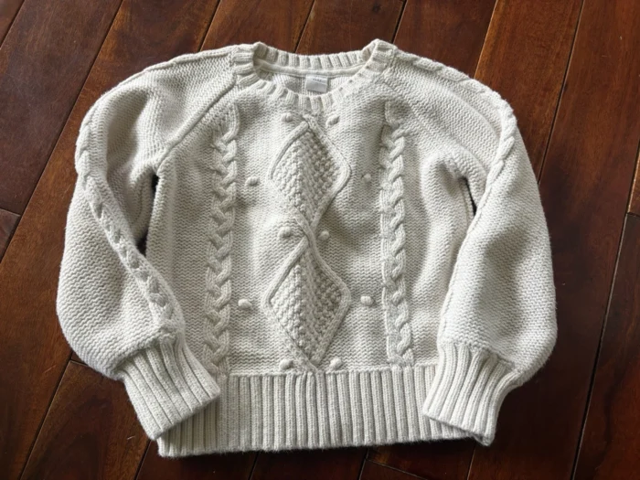 Gap Kids Cable-Knit Cotton Knit Sweater Ivory Pullover Crew Neck 5T