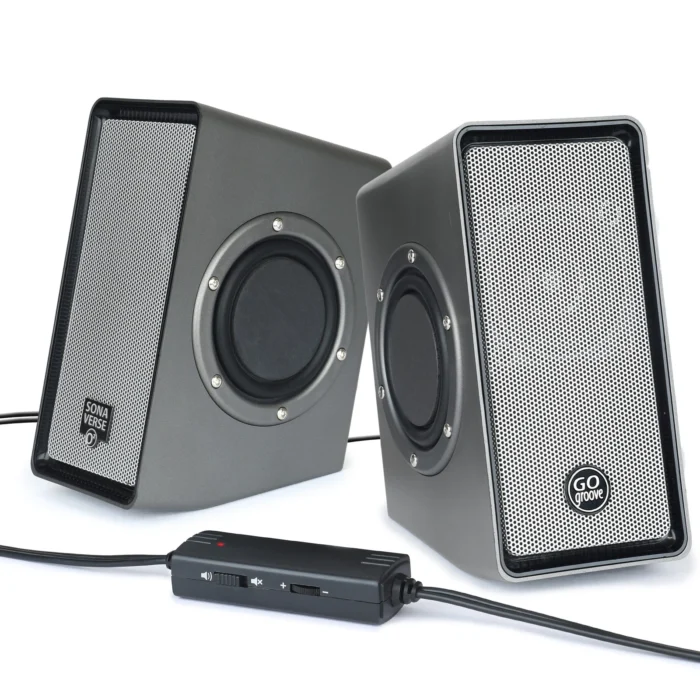 GOgroove Computer Speakers for Desktop PC, USB Powered Plug and Play 3.5mm AUX