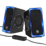 GOgroove SonaVERSE O2i Speakers for PC with AUX Input (Black with LEDs)