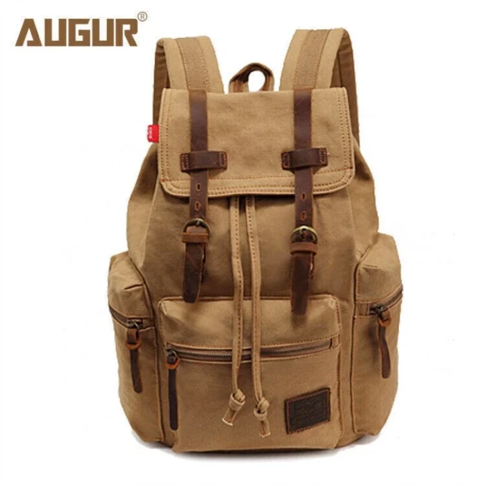AUGUR Men’s 17 inch laptop backpack vintage canvas capacity travel schoolbag-