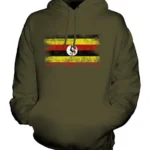 UGANDA DISTRESSED FLAG UNISEX HOODIE TOP UGANDAN FOOTBALL JERSEY GIFT
