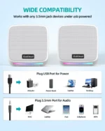 USB Computer Speakers 2.0 Stereo 6W HiFi Sound 3.5mm AUX Volume LED Lighting - Image 3