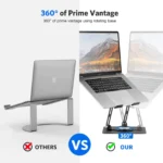360° Rotating Metal Laptop Stand Riser Foldable Computer Notebook Holder Desk - Image 4