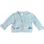 Children’s Place Cable Knit Cardigan Baby Size 12 Months Blue Cotton Preppy - Image 2