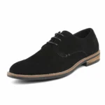 Men's Oxford Shoes Lace Up Business Casual Suede Leather Shoes Black - Image 5