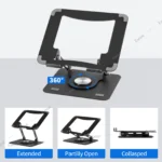 360° Rotating Metal Laptop Stand Riser Foldable Computer Notebook Holder Desk - Image 3