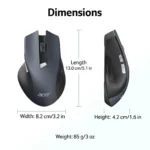 acer Wireless Mouse, 3 Adjustable DPI Ergonomic Computer Mouse 2.4GHz Black - Image 2