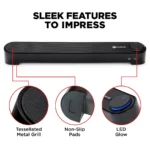 Computer Sound Bar Speaker (Blackout) with Easy Access Headphone & Mic Jacks - Image 4