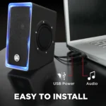 GOgroove SonaVERSE O2i Speakers for PC with AUX Input (Black with LEDs) - Image 3
