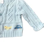 Children’s Place Cable Knit Cardigan Baby Size 12 Months Blue Cotton Preppy - Image 3