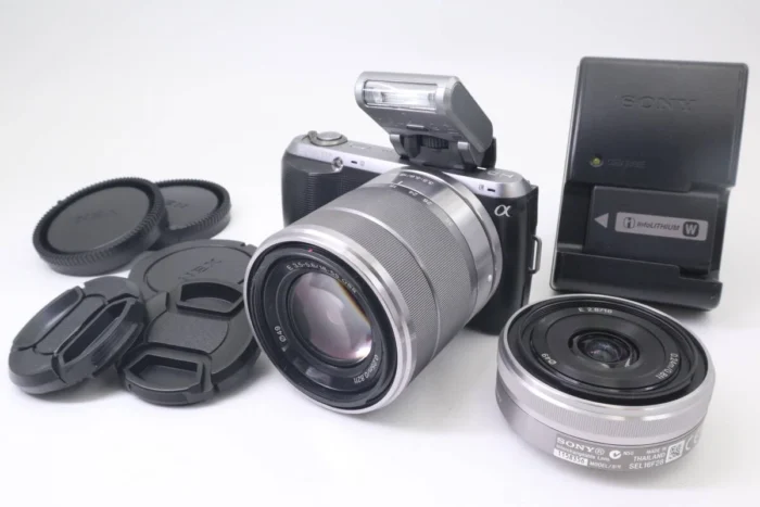 SONY NEX-C3 / E 18-55mm F3.5 OSS / E 16mm F2.8 Mirrorless Camera, Silver (f12677