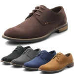 Men's Oxford Shoes Lace Up Business Casual Suede Leather Shoes Black - Image 9