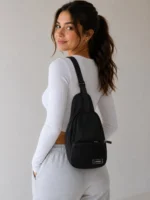 Calvin Klein Black Sling Crossbody Bag Minimalist Mesh Zip Chest Pack Unisex - Image 3