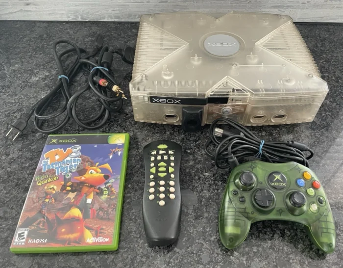 Microsoft Xbox Original Crystal Console System Bundle with Controller – READ